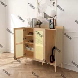 柜方形工厂柜门家具边藤制亚马亚马逊柜藤编跨境餐玄关储物柜现代