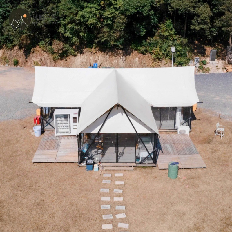 Muye al aire libre gran salvaje techo de lujo en forma de T camping bar tienda de campaña de acomodación residencial camping tienda de campaña hotel fabricantes