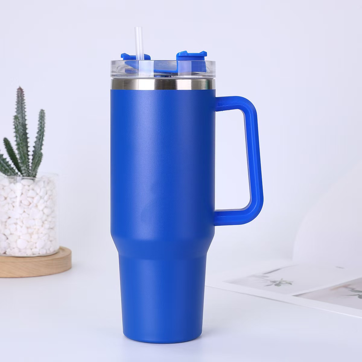 Gran capacidad 40oz mango taza helado taza 304 Acero inoxidable vacío aislado taza coche paja cerveza al por mayor