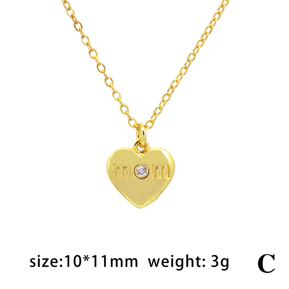 Casual Simple Style Letter Heart Shape Copper Plating Zircon Pendant Necklace 1 Piece display picture 7