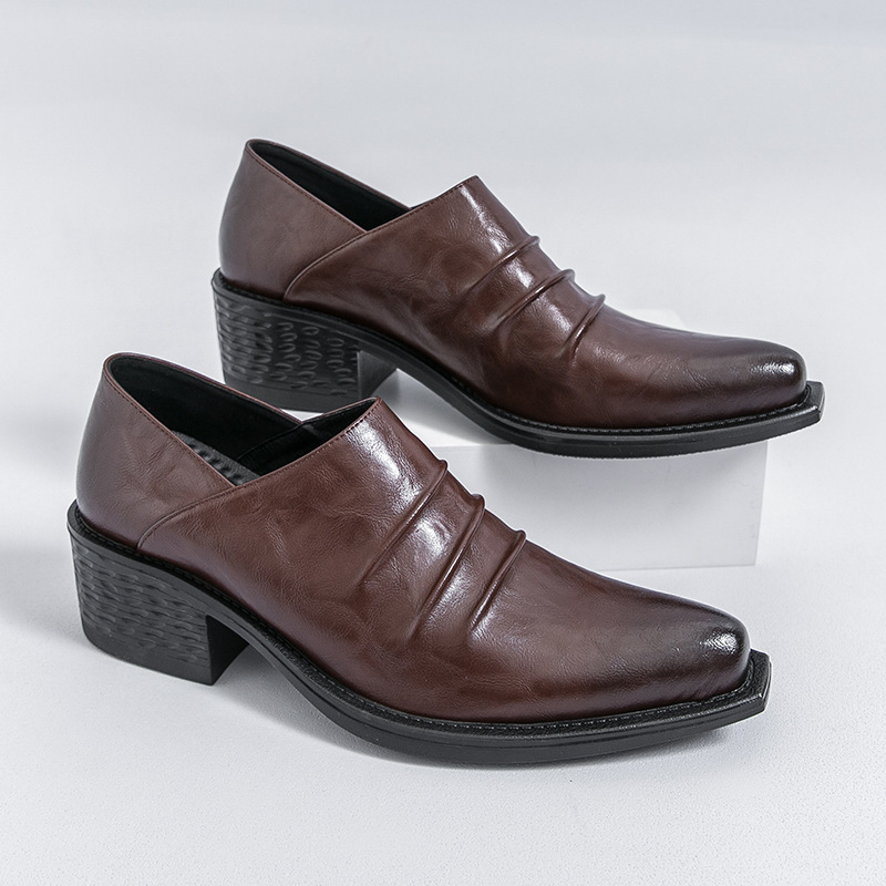 Cross-Border Niche Wizard Shoes for Men, Pointed-Toe High-Heeled Slimming Leather Shoes, Versatile Slip-On Derby Shoes, Light-Soled Casual Shoes Cross-Border Niche Wizard Shoes for Men, Pointed-Toe High-Heeled Slimming Leather Shoes, Versatile Slip-On Derby Shoes, Light-Soled Casual Shoes