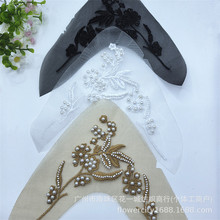 硬网刺绣鞋面装饰花朵辅料 重工网纱鞋面绣珠钻串珠花鞋子配件