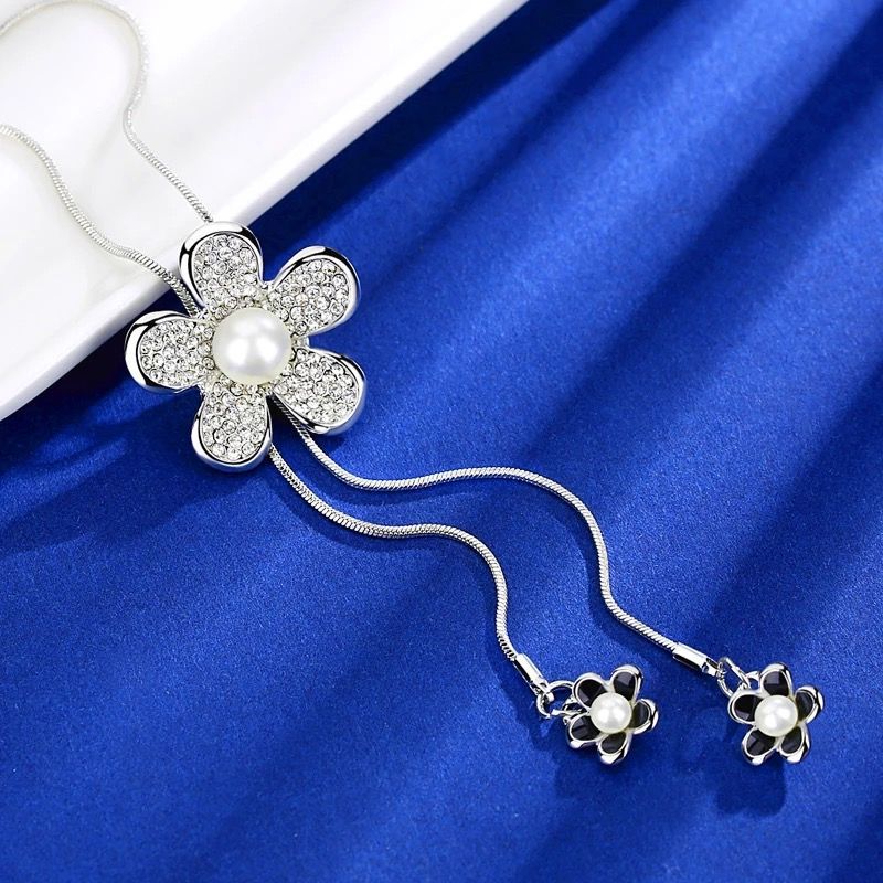 YR suéter cadena larga ropa de mujer accesorios colgantes de cadena de moda simple flor joyería collar decorativo