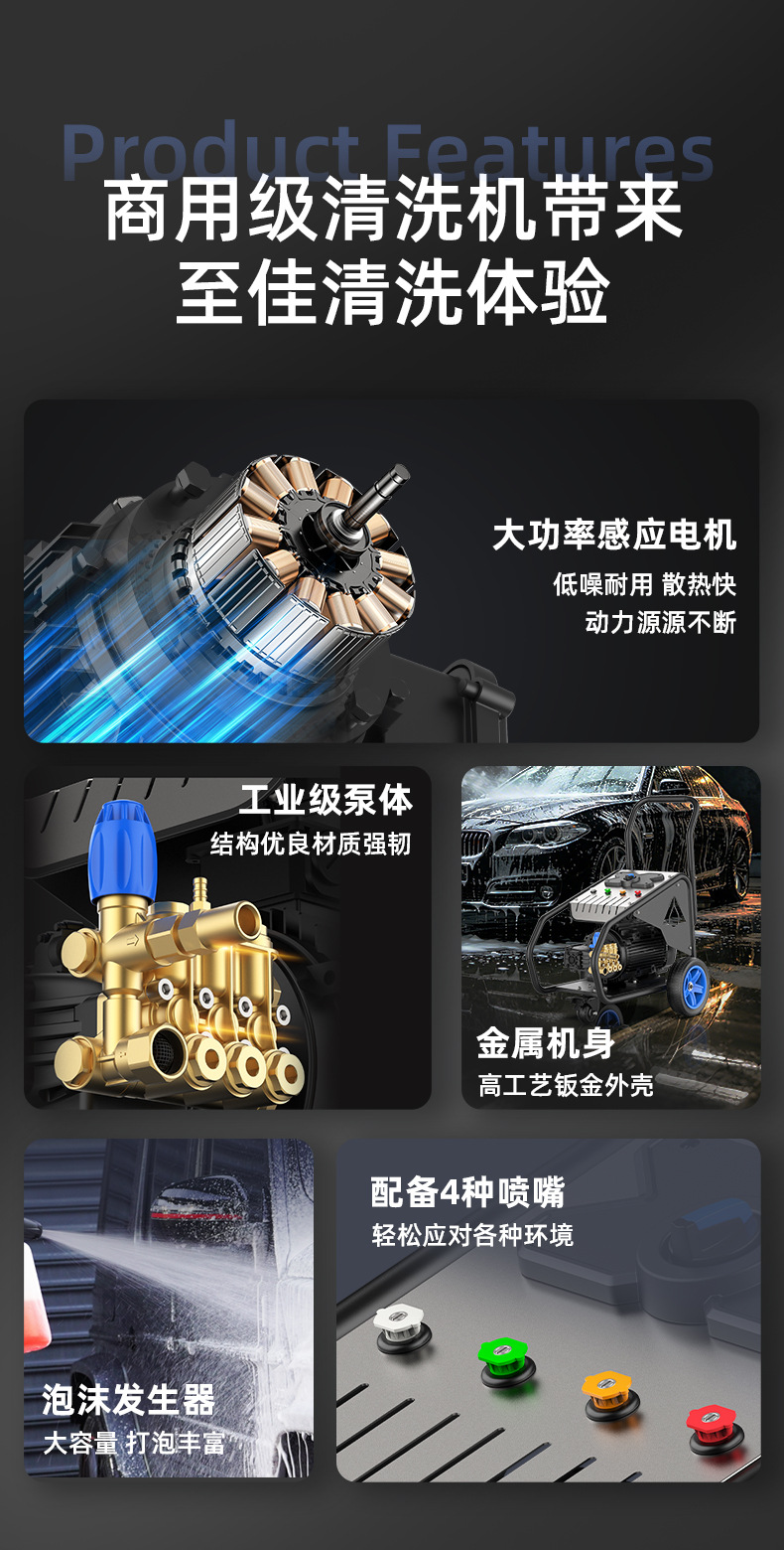Anlu car washer is a household high-pressure, high-power portable cleaning machine, 220V car wash water gun, car wash tool, water pump