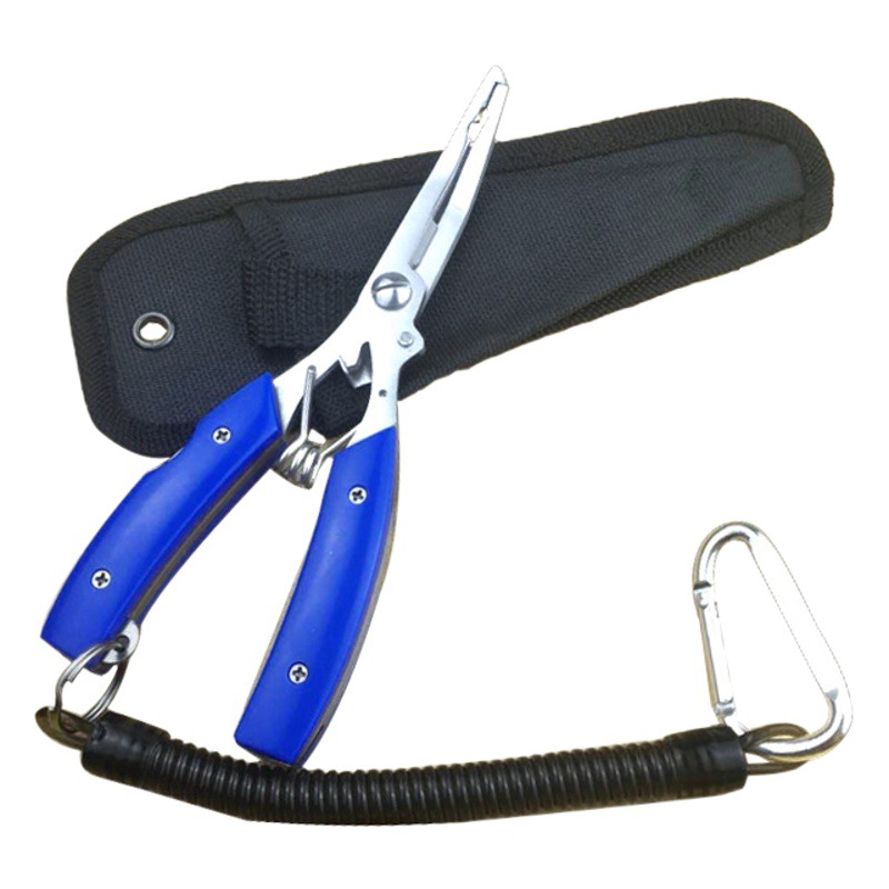 Lure Pliers Fish Control Tool, Multi-Functional Stainless Steel Pliers with Safety Rope, Scissors for Cutting Lead Skin and Dyneema Line, for Catching Fish