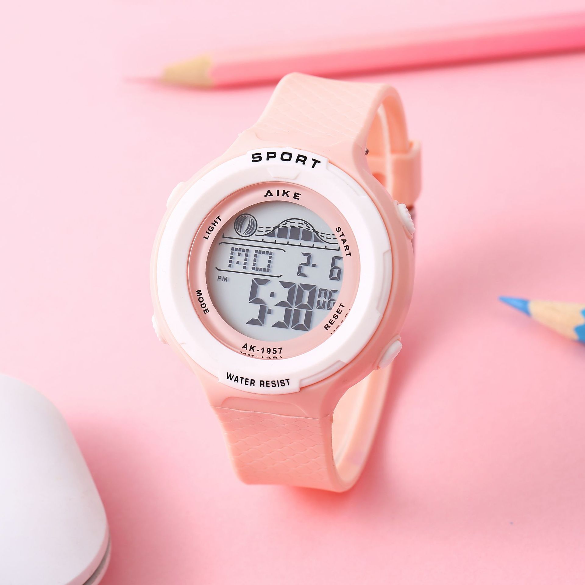 AIKE1979 color caramelo simple estudiante reloj deportivo impermeable jalea reloj electrónico cultural y creativo reloj de embalaje independiente