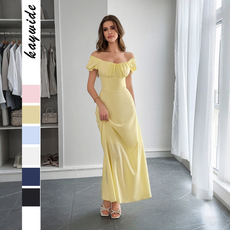Cross-border European and American Temperament Elegant Style Solid Color Strapless Dress dress Women's Dress 2025 Spring/Summer Amazon Independent Station