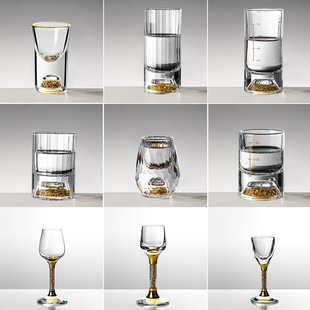 Diamond surface gold foil Kingsoft white wine glass crystal glass spirits one Cup goblet medium and high-grade wine set wine separator