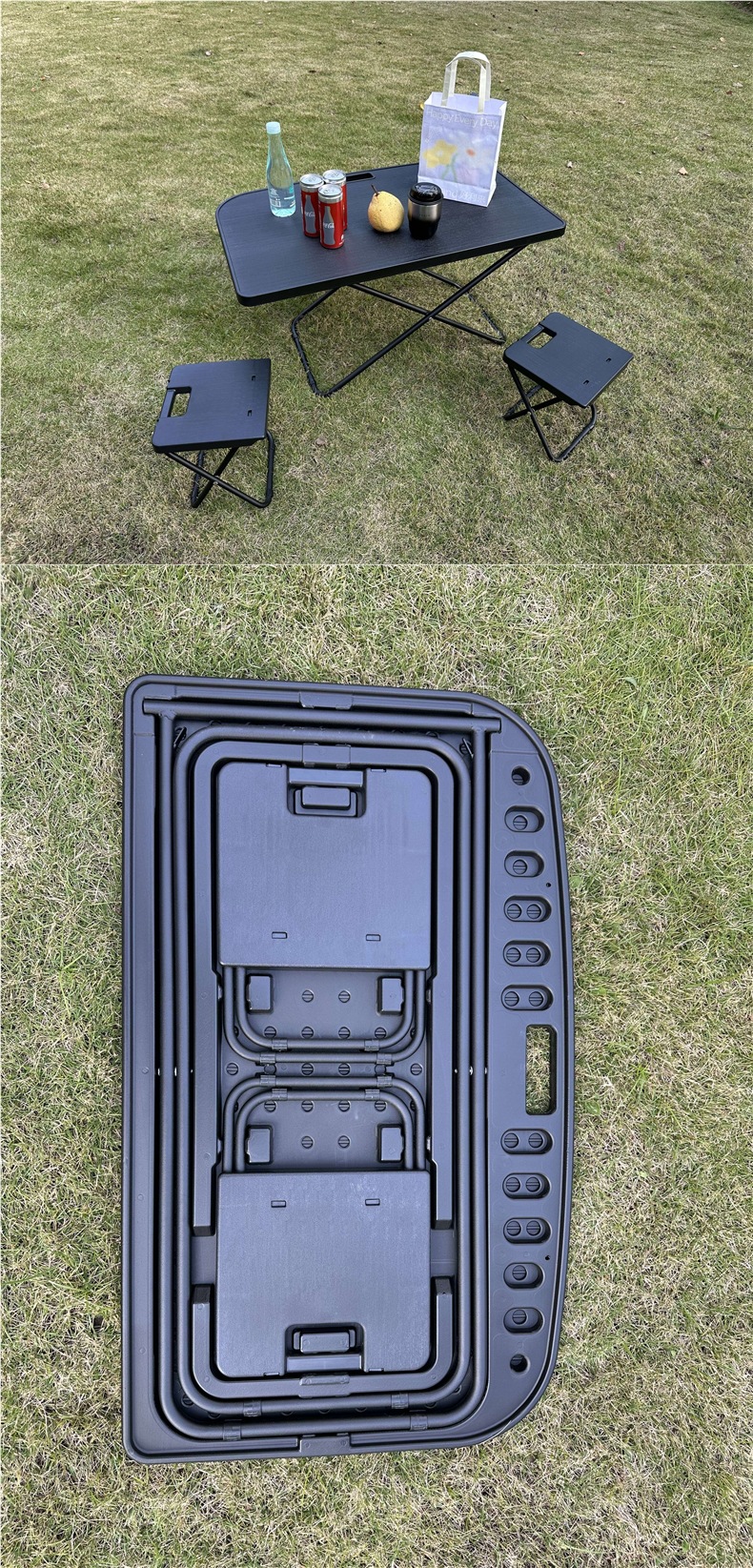 Suitable for Tesla Model Y3 New 3-Trunk Compartment Small Folding Table Board with Integrated Stool for Outdoor Camping