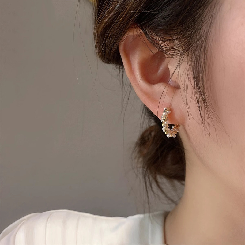 Simple Vine Wrap Earrings Women's Korean Style Fashion Elegant S925 Silver Pin Ear Buckle Geometric Artistic Ins Style Earrings