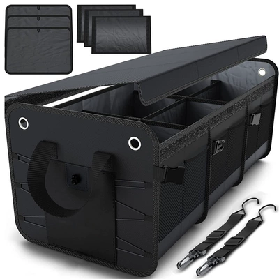 Amazon Folding Large Capacity Car Storage Box Outdoor Camping Car Trunk Storage Box Storage Box Customized (Car storage bag/box) - black-90l-extra-large-with-lid
