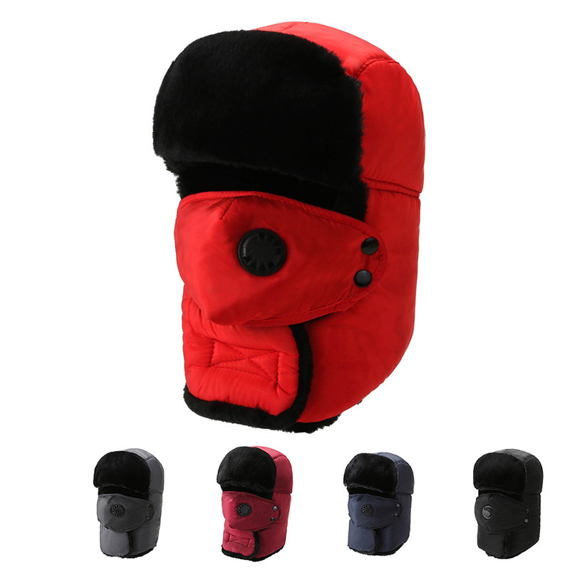 Sombrero con visera para hombre, gorro de viento y nieve, gorro de algodón grueso para hombre y mujer, gorro de algodón integrado con válvula de respiración para exteriores_voghion.com
