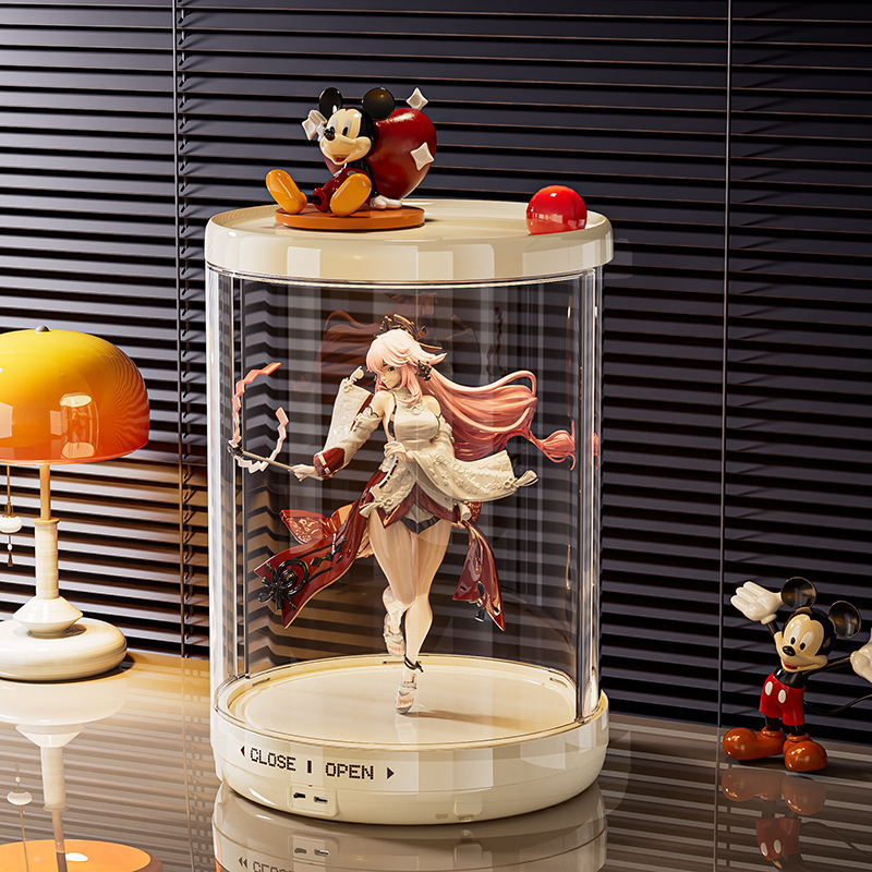 回転ブラインドボックスディスプレイボックスラブブフィギュアコレクションボックス防塵透明ビニール人形ラブブディスプレイキャビネット|undefined