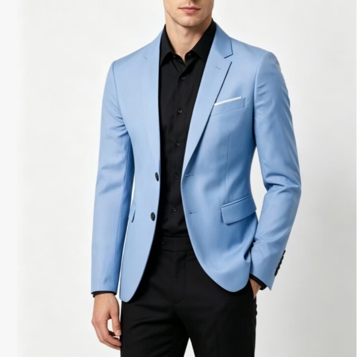 Cross-border foreign trade European size double-button blazer for men, light business casual single jacket, wrinkle-resistant, non-iron, groom and groomsmen suit Cross-border foreign trade European size double-button blazer for men, light business casual single jacket, wrinkle-resistant, non-iron, groom and groomsmen suit