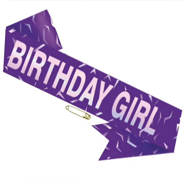 Light Purple Lightning Pattern Korean Wave Theme Birthday Girl Shoulder Strap Birthday Girl Party Ribbon Party Decoration