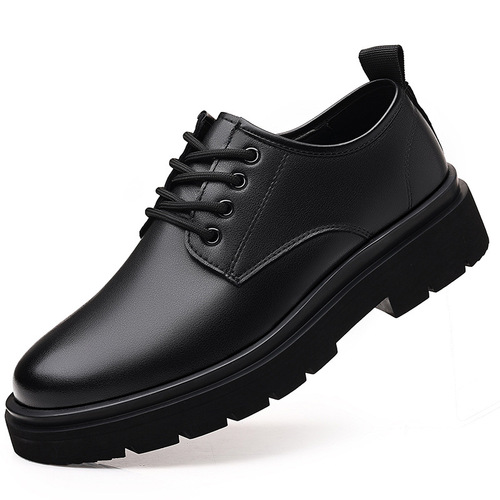Black Martin shoes and boots for men in autumn, breathable low-top work shoes, large leather shoes, trendy casual British style Betta leather shoes