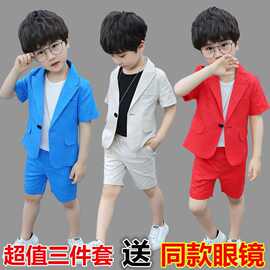 男童礼服套装花童2023夏季新款儿童短袖帅气宝宝休闲小西装表演服