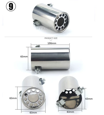 Cover Exhaust Pipe Modification Special, Car muffler - champagne-color-round-mouth-platinum-63-flower-net-supports-installation
