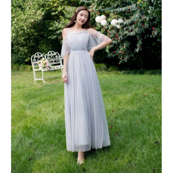 Gauze sleeve suspender light gray 083#