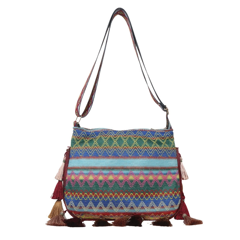 [Trend retro ethnic capacious shoulder bag one shoulder, trend of season, ethnic style]
