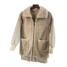 皮草外套女装真羊毛羊剪绒秋冬海宁颗粒韩版中长款灯芯绒大衣特价