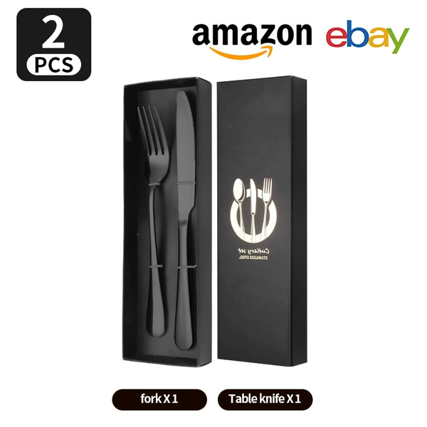 1010 Two-piece Knife and Fork Set-Black