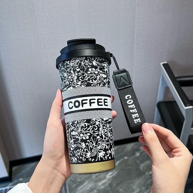 铃兰花高颜值不锈钢保温杯霸王茶姬同款带提绳吸管家用便携咖啡杯|undefined