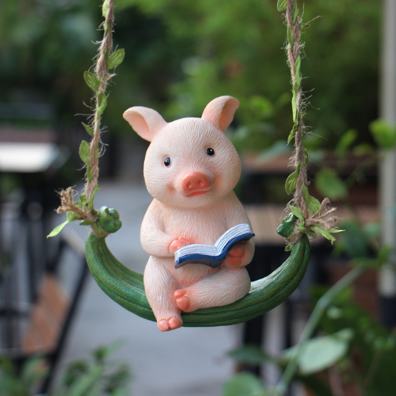 Jardín balcón Flor de jardinería al aire libre decoración colgante Bunny Swing árbol animal colgante B & B Decoración