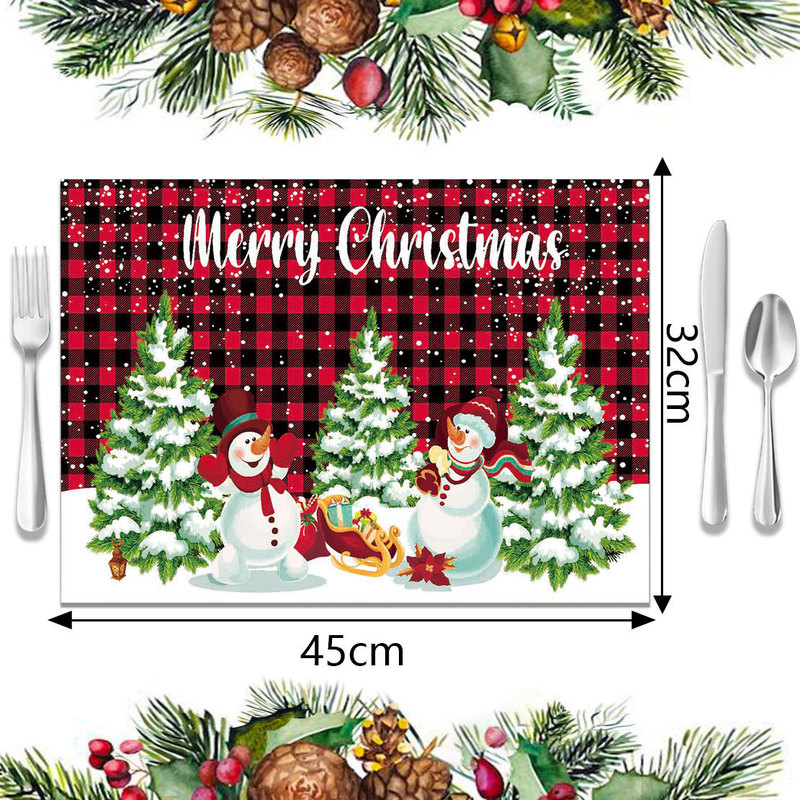 売れ筋のクロスボーダークリスマスデコレーションプレースマット、新しいホリデー食器断熱マット、リネン防汚洋食プレースマット|undefined