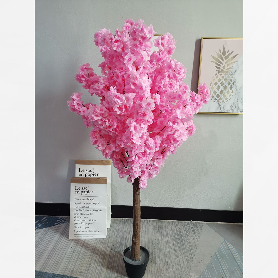 Amazon desmontaje y montaje simulación pequeño cerezo planta de piso en maceta tallo de plástico falso artificial flor de cerezo pequeño planta en maceta