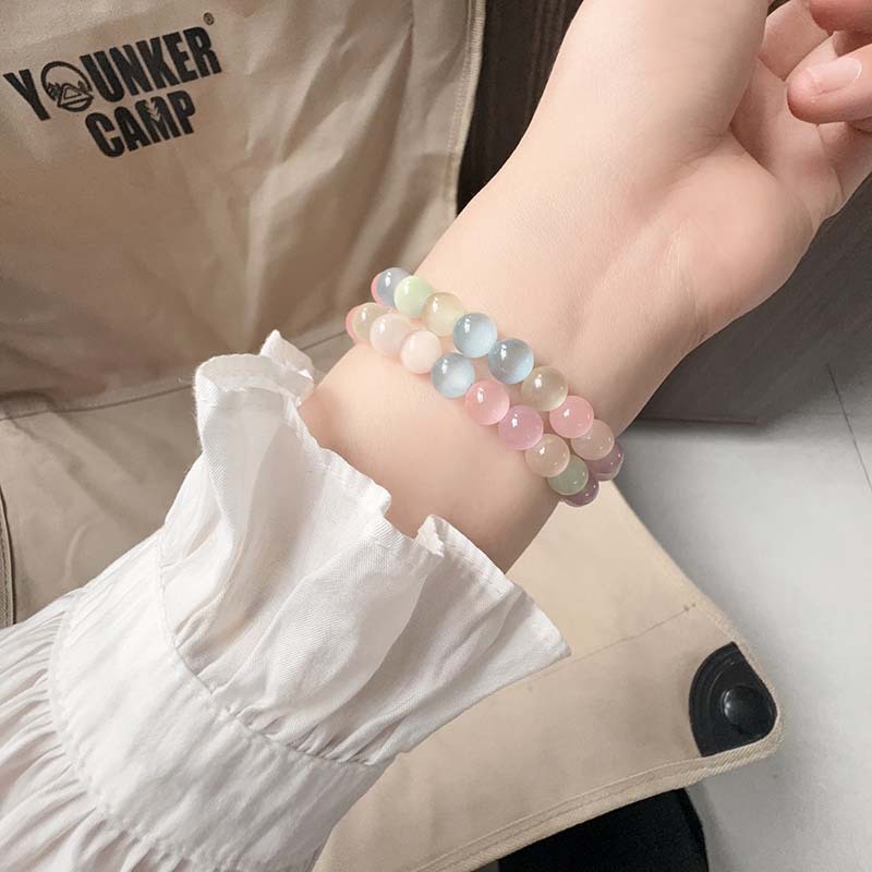 Smart Watch Strap Colorful Cat's Eye Stone Translucent Fashion Beaded Wristband Suitable for Mi Compatible Apple Watch Strap New