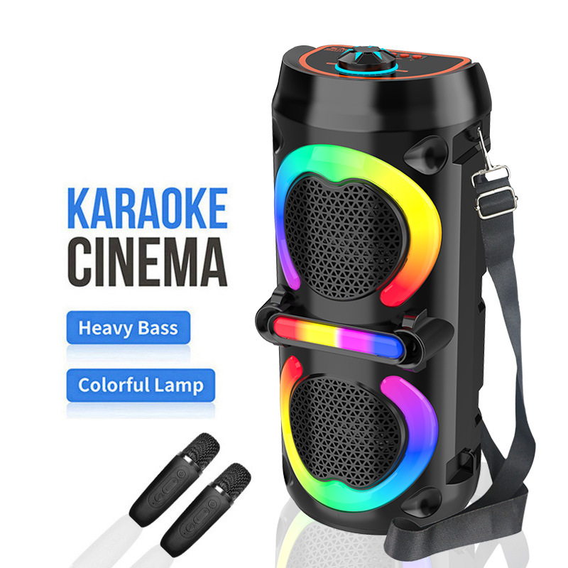 Altavoz Bluetooth portátil dual de 4 pulgadas con luces RGB, subwoofer para fiestas, altavoz de karaoke con ranura para tarjeta