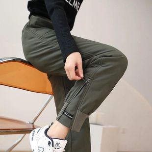 Thickened and Cotton Women's Winter Outer Wear down Cotton Harem Pants 2025 New down Cotton Pants Casual High-Waisted Straight Cotton Pants