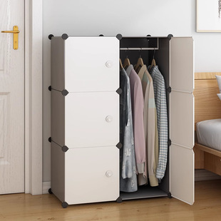Simple Wardrobe Rental Bedroom Storage Cabinet Dormitory Single Plastic Storage Cabinet Small Household Children's Cloth Wardrobe