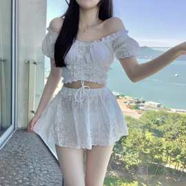 韩版分体泳衣女保守裙式2024年新款ins温泉跨境批发特价外资泳装