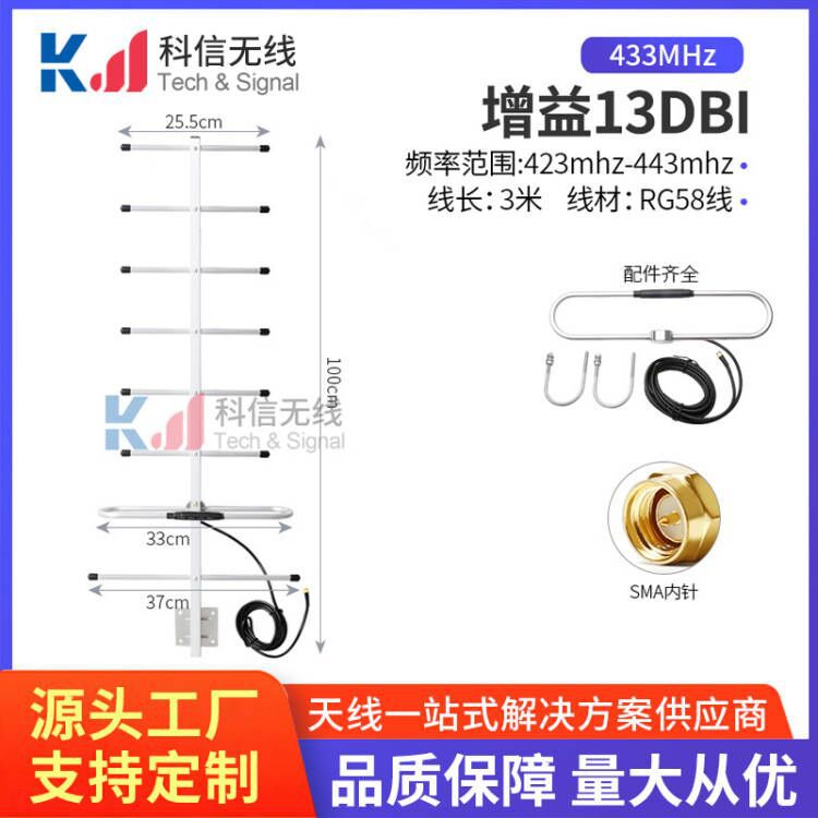 433mhz八木天線 8單元433定向天線室外高增益數傳433天線3米SMA