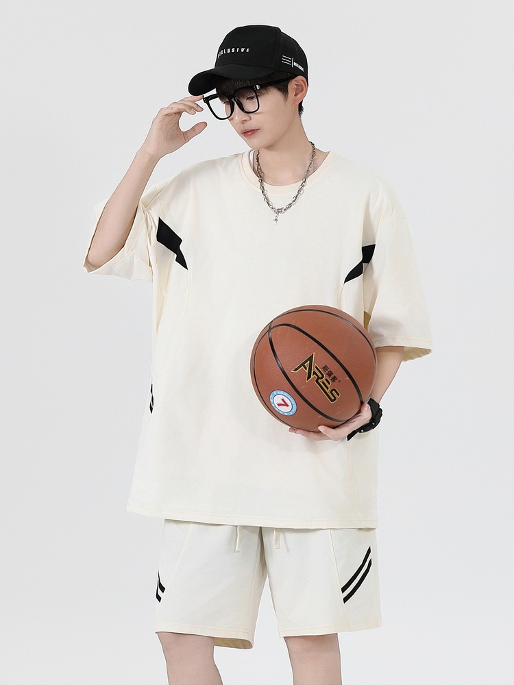 Ropa de clase deportiva logotipo personalizado verano joven hombre moda deportes sueltos cuello redondo pantalones cortos de manga corta traje hombre