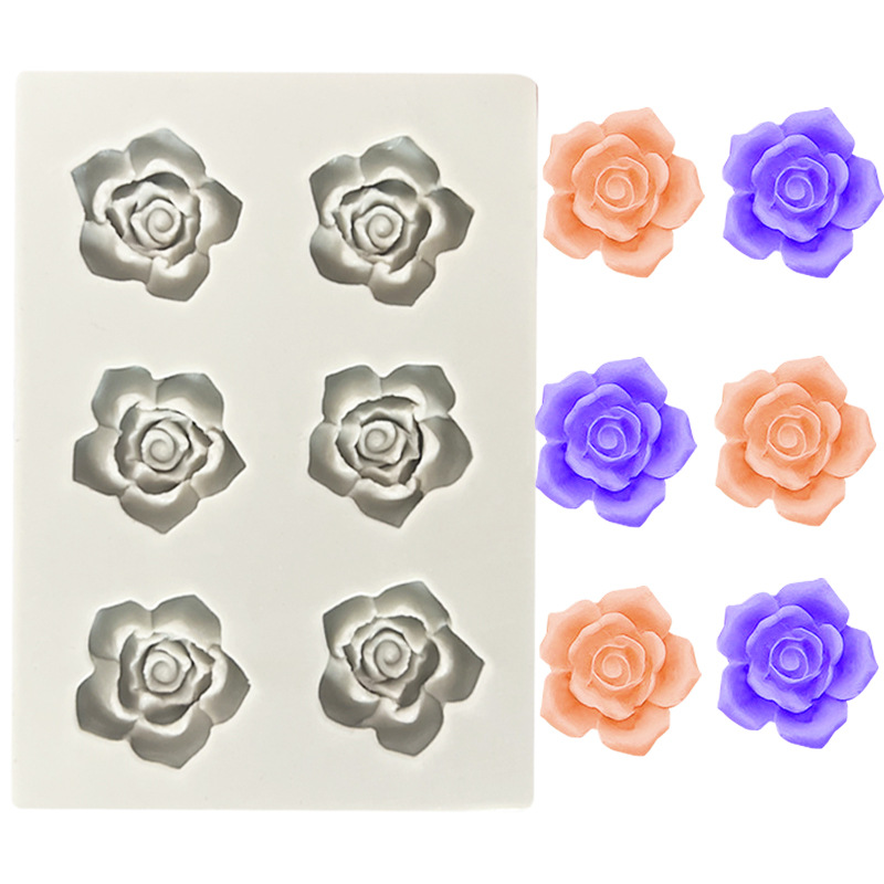 Silicone mold contains rose flower-shaped