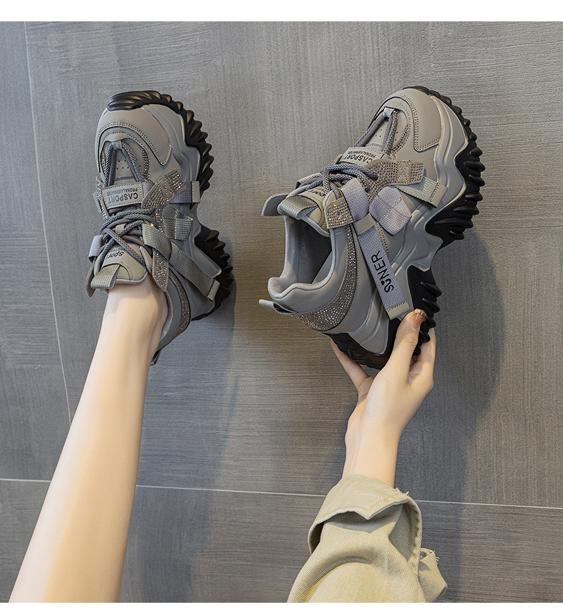 Giày sneaker nữ chunky đế dày phong cách retro, tăng chiều cao — Xám lông cừu 5013-1, Be lông cừu 5013-1, Be một lớp 5013, Đỏ lông cừu 5013-1 chi tiết 27