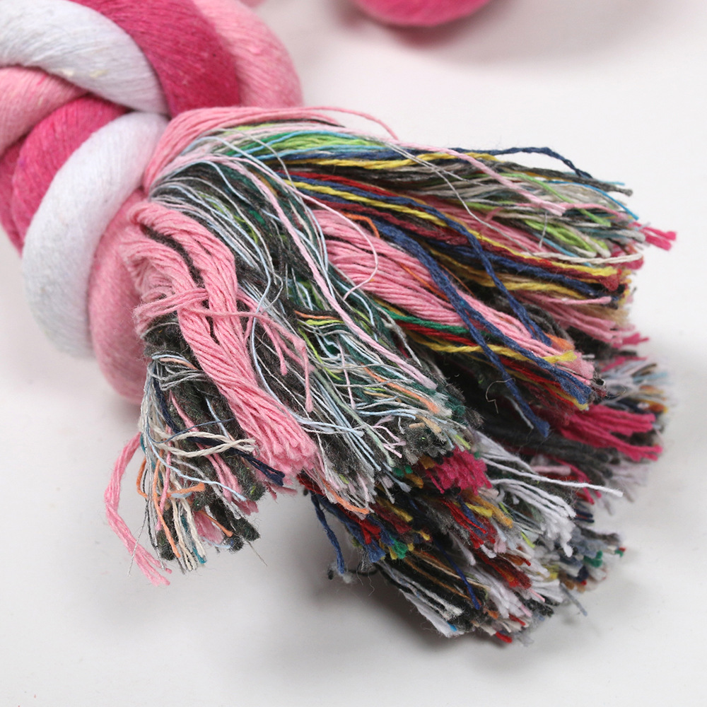Fabricante de juguetes para mascotas, cuerda de algodón de tres hebras, juguete para perros, cuerda tejida para masticar, artículos para mascotas, procesamiento de cuerda de tres hebras, venta al por mayor