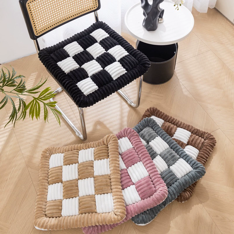 Южная Корея осенне-зимняя утолщенная клетчатая Подушка для стула в шахматную доску, плюшевая подушка, нескользящая теплая обеденная Подушка для стула, автомобильная офисная подушка