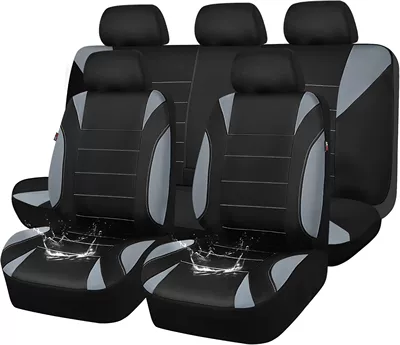 Universal seat cover, Crescent Leather Style Universal - dark-gray-2-piece-set-single-seat