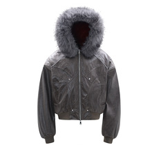 嘉衣库潮牌2025新款美式座山雕加绒棉服飞行员皮夹克机车痞帅棉衣