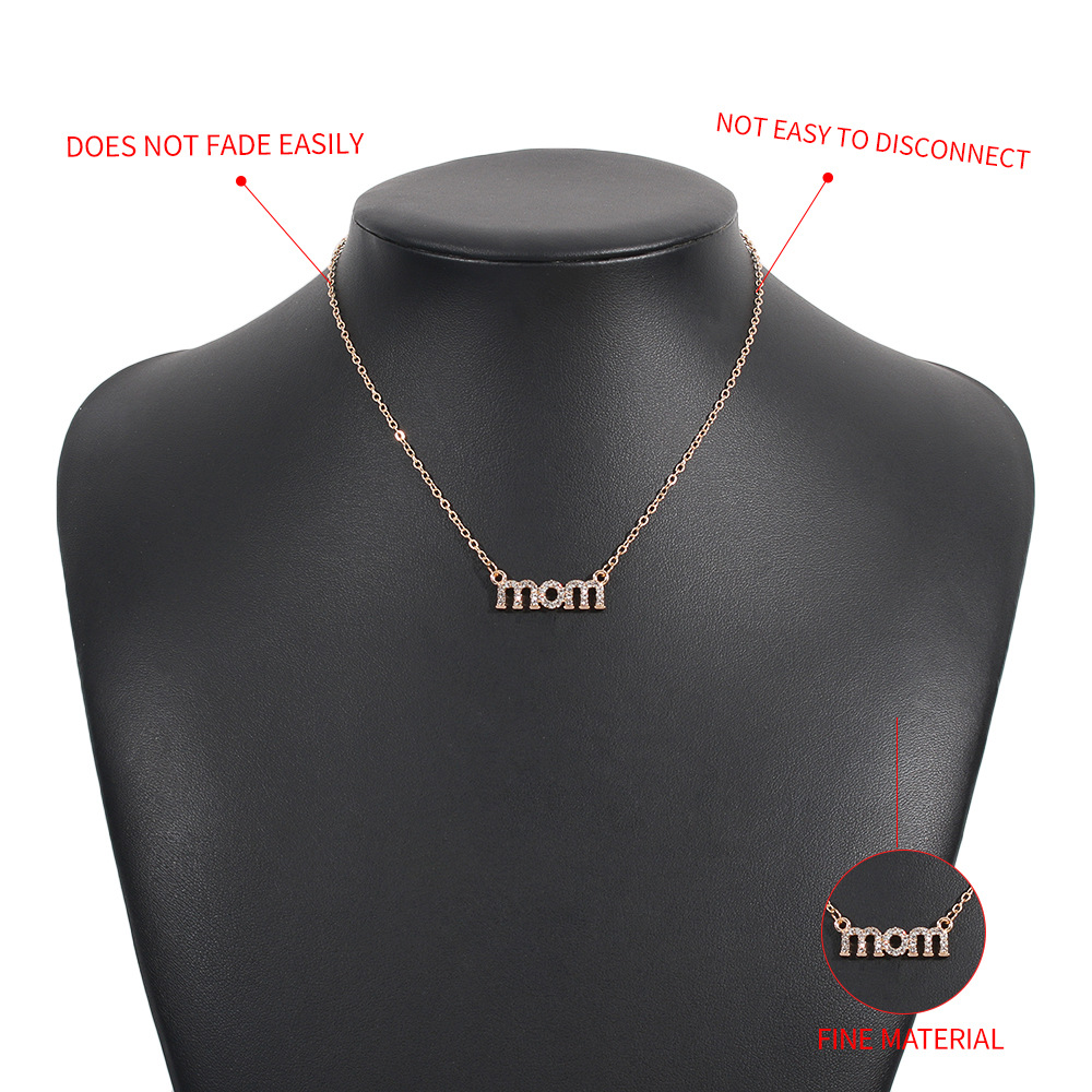 Fashion single layer MOM letters diamond necklace wholesale