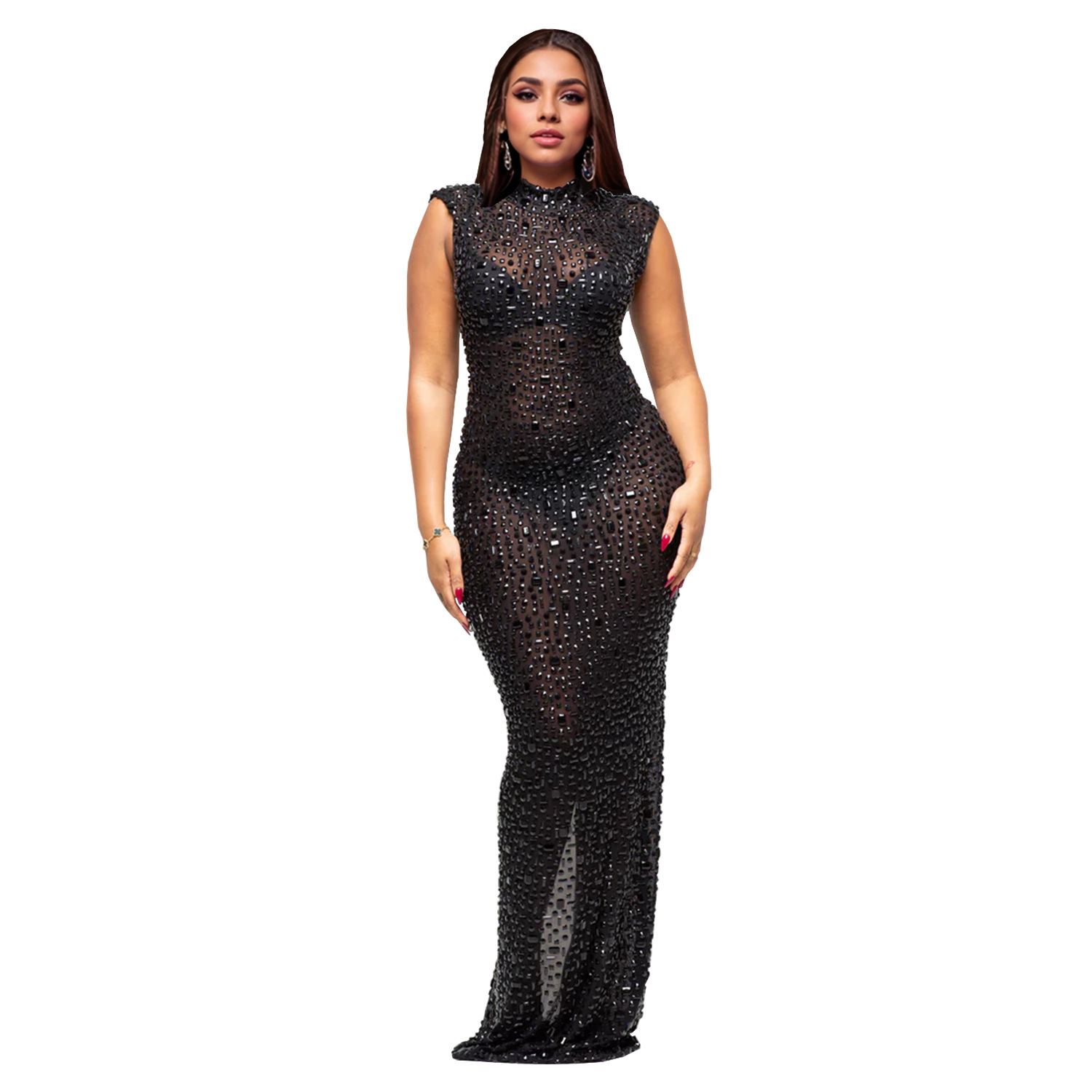 C7113 Aliexpress transfronterizo Amazon Europa y América de moda de mujer caliente diamante sexy unido delgado vestido de cadera