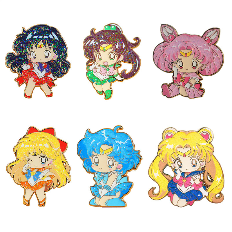 Sailor Moon Badges: Tsukino Usagi, Hino Rei, Kinomoto Makoto, Mizuno Ami, Aino Minako Pin Sailor Moon Badges: Tsukino Usagi, Hino Rei, Kinomoto Makoto, Mizuno Ami, Aino Minako Pin