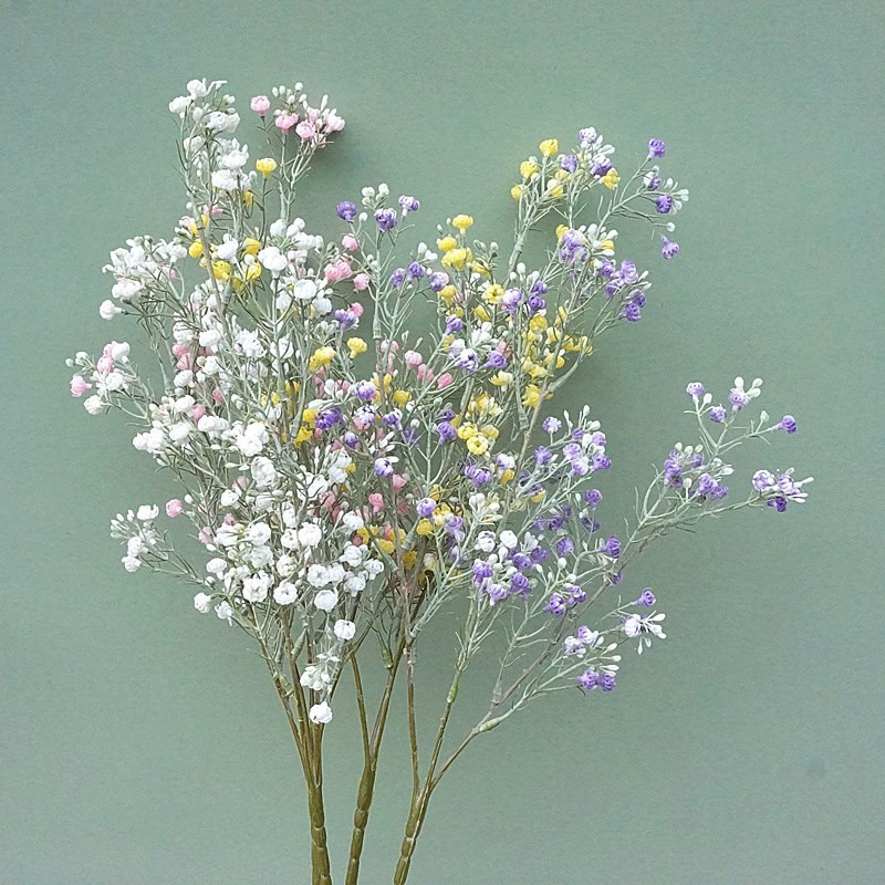 Single Branch 3 Fork Star Bud Boy Gypsophila Simulated Flower Fake Flower Home Display Bridal Flower Wedding Set Flower
