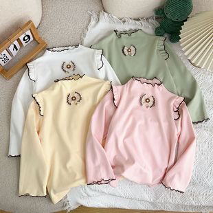 Baby Girl Long-Sleeved T-Shirt Spring & Fall Outer Lace Top Versatile Princess Shirt Fashionable Korean Style T-Shirt for Girls