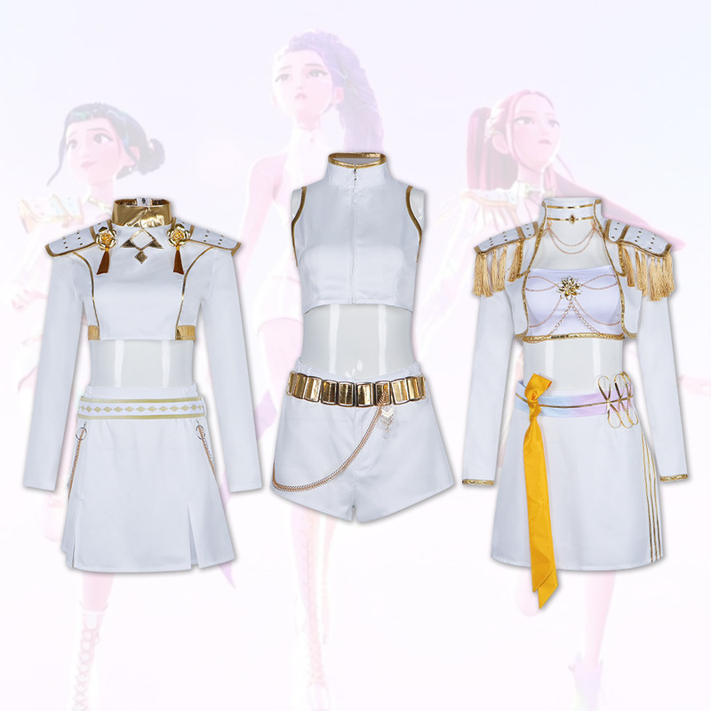 K-POP猎魔女团cos服 鲁米白色打歌服cosplay万圣节热门影视表演服|undefined