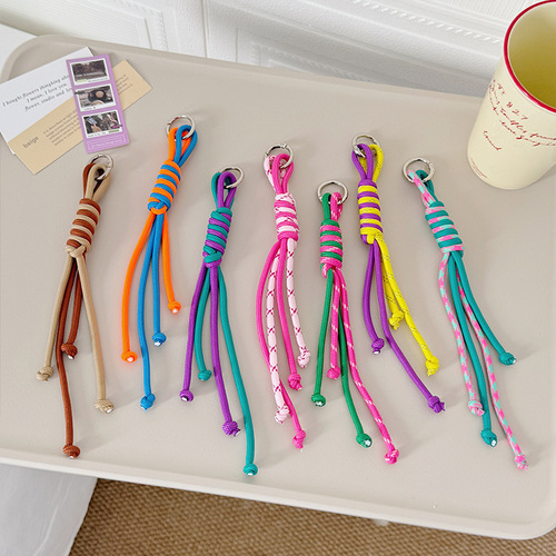 Phone Lanyard Dopamine Color Camera Keychain Anti-lost Wrist Strap String Water Cup Bag Knitting Short Lanyard
